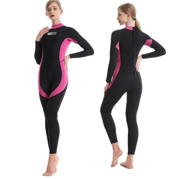 Gimilife Neoprene 3MM Full Body Wetsuit Black Pink Back Zip Women’s size M NEW - Picture 1 of 16